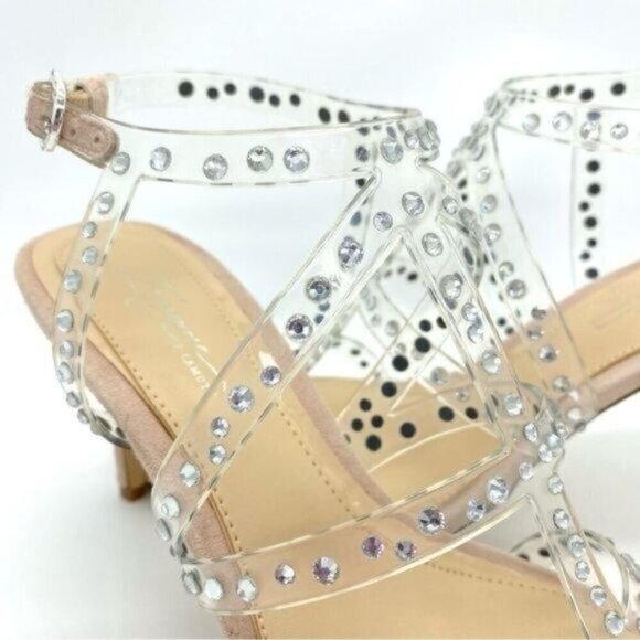 Vince Camuto Womens Imagine  Rhinestone Leather Open Toe Heels Sandals - Picture 9 of 14